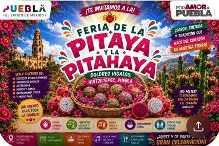 Lánzate a la  “Feria de la Pitaya y Pitahaya” en la Mixteca poblana, un destino lleno de historia, naturaleza y artesanías de palma y cerámica