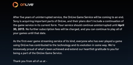 Sony se hace con las patentes de OnLive y éste cerrará su servicio de juegos en streaming en abril