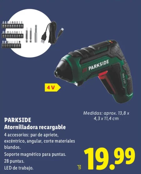 Atornilladora Recarbale Parkside Folleto Lidl