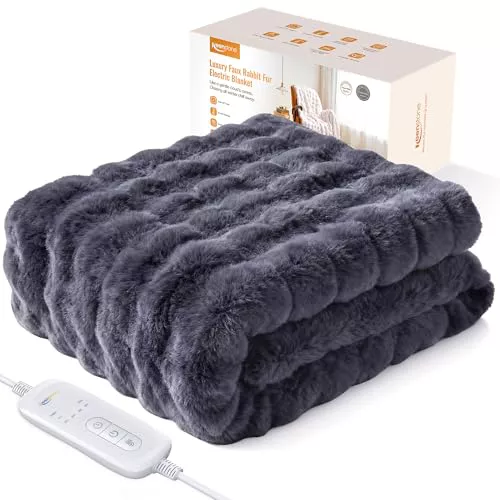 Keenstone Manta eléctrica de lujo con pelo sintético