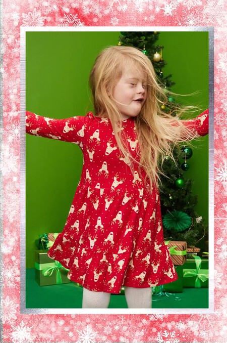 Party Red Reindeerprint Dress Border