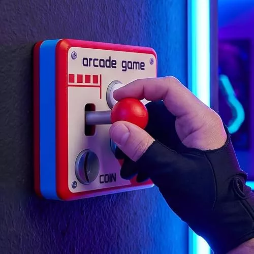 Panel de interruptor de arcade retro, cubierta clásica para interruptor de luz de joystick, decoración de pared vintage con botones coloridos, decoración de pared estilo arcade para sala de juegos