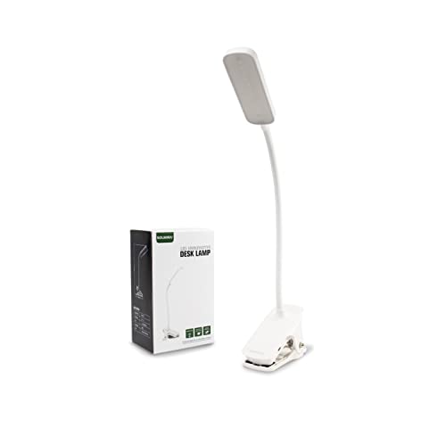 SOLMIRA Flexo de Escritorio con Pinza, 12 LED Ajustables, Blanca, Certificado CE y RoHS
