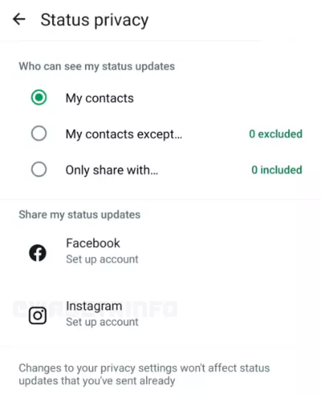 WhatsApp Instagramのステータス