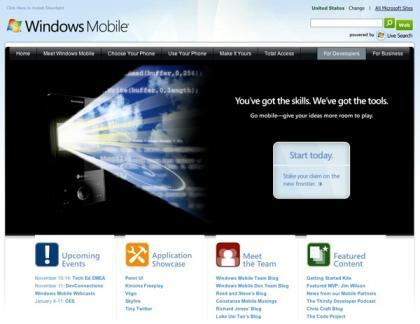 Portal para desarrolladores de Windows Mobile