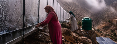 Mientras los pueblos se secan y el desierto avanza, las mujeres en Marruecos escalan las montañas para capturar la niebla y convertirla en agua potable