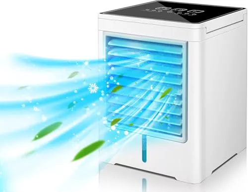 Aire Acondicionado Portátil, Ventilador Silencioso de 3 Velocidades