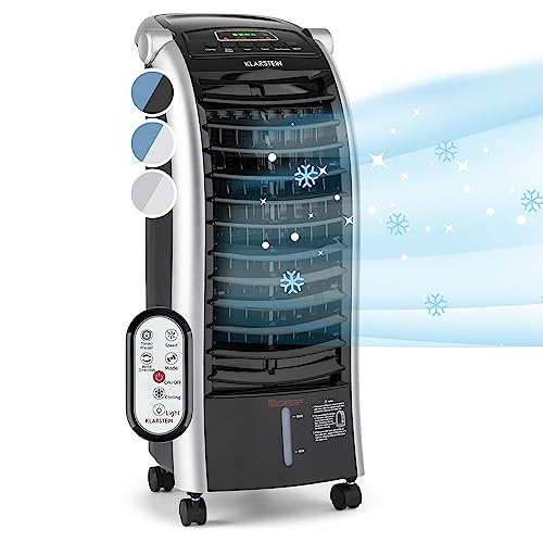 Klarstein Aire Acondicionado Portatil 4 en 1, Climatizador Aire 65 W Silencioso, Modo Noche 6L Humidifiicador, Ventilador, Purificador, Aparatos de Aire Flujo Aire 444m³/h