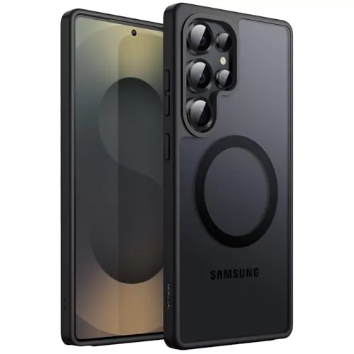 JETech Funda Magnética para Samsung Galaxy S25 Ultra 5G, Compatible con MagSafe, Carcasa Antigolpes Translúcida Mate Respaldo (Titanio Negro)