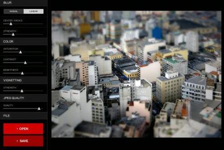 Tiltshift Generator, editor online para efecto tilt shift