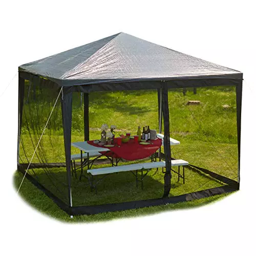 Relaxdays Mosquitera Carpa 3x3 con Cremallera, Tela, 12 m, Negro