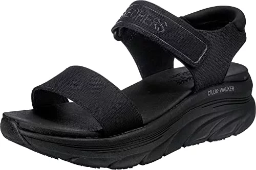 Skechers D'LUX WALKER NEW BLOCK, Sandalias deportivas para Mujer, Black Mesh, 38 EU
