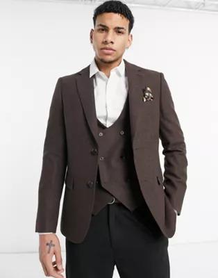 Traje de corte slim de mezcla de lana de Harry Brown Wedding