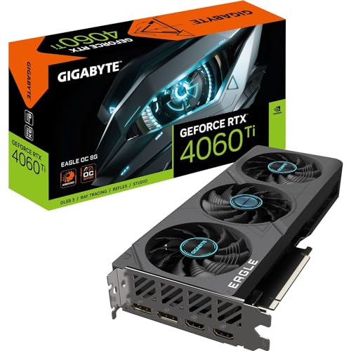 GIGABYTE GeForce RTX 4060 TI EAGLE OC 8GB Targeta gráfica - 8GB GDDR6 18Gbps 128bit, PCI-E 4.0, 2x DisplayPort 1.4, 2x HDMI 2.1a, NVIDIA DLSS 3, Supports 4K, Ada Lovelace Arch.