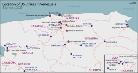 Mapa dos ataques dos EUA contra a Venezuela | Imagem: Casa Branca, Departamento de Defesa dos Estados Unidos