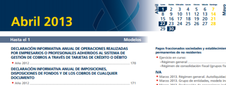 Calendario fiscal del mes de abril