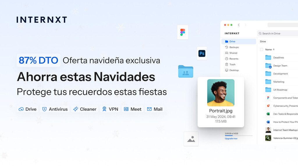 1 TB de almacenamiento en la nube, VPN, antivirus y más por 16 euros al año: así es la promo de Internxt esta Navidad