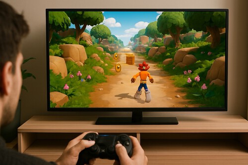 jugando en un televisor