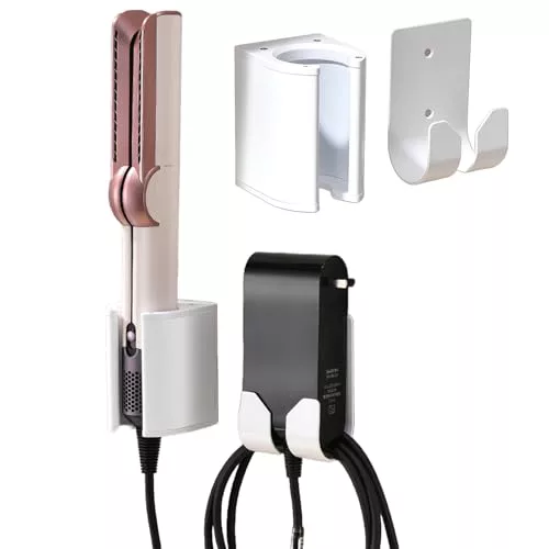 Fenmaru Soporte de Pared para Accesorios Dyson Airstrait HT01, Soporte para Plancha de Pelo Dyson Airstraight/Plancha de Pelo Dyson Airwrap, Soporte de Pared para Organizador Multifuncional