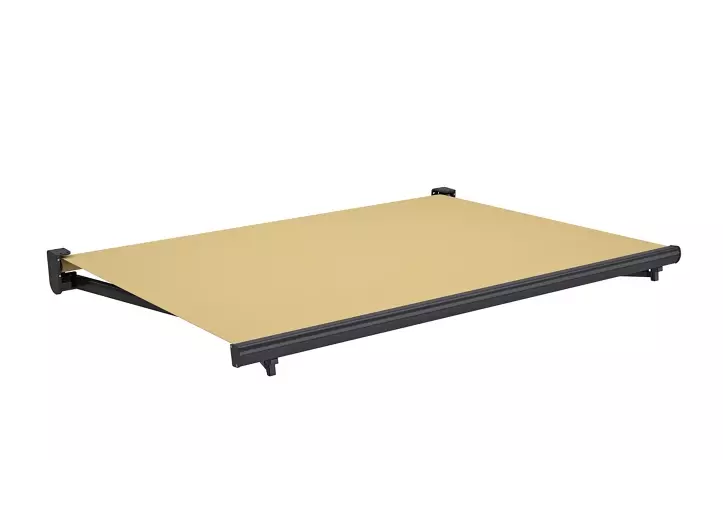 Toldo Tarifa brazo extensible motorizado gris y tela café 5x3m