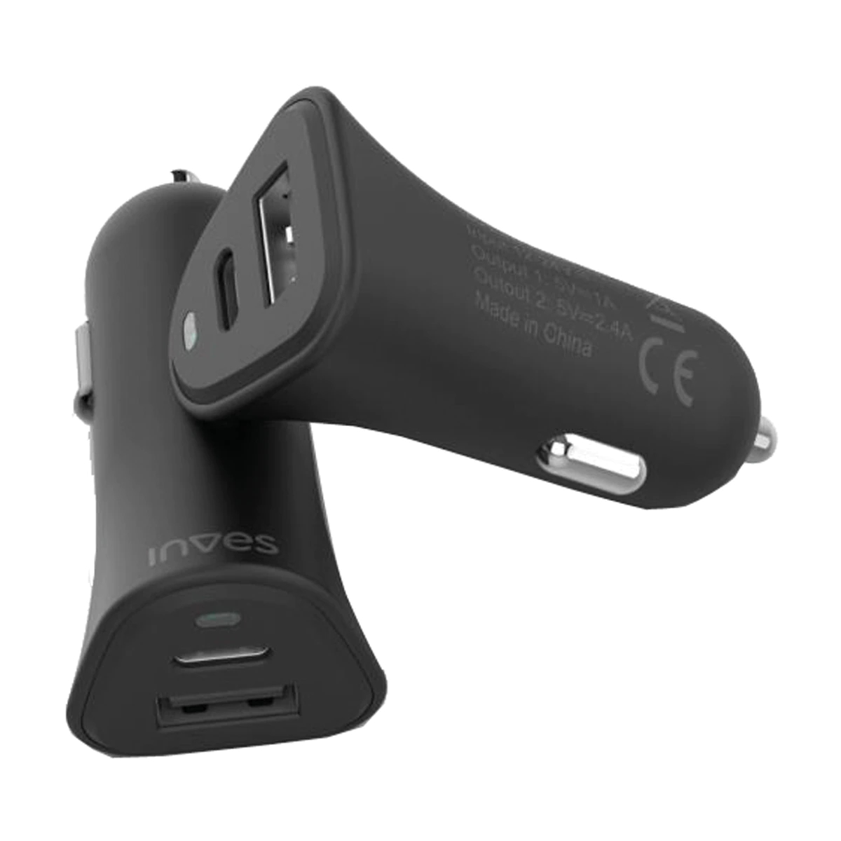 Cargador de coche Inves USB dual con USB y USB-C PD 18W