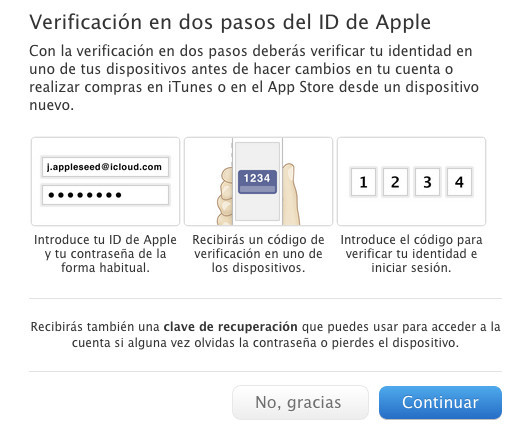 verificación dos pasos apple id cuenta usuario