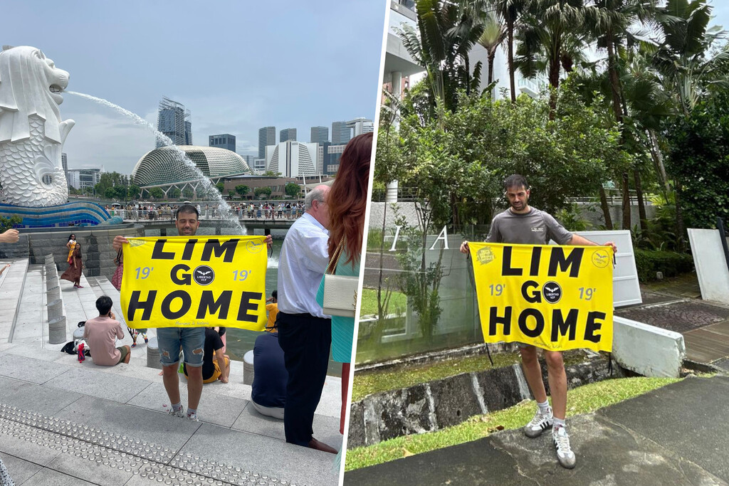 Un valencianista decidió celebrar en Singapur su viaje de boda para protestar contra Peter Lim. Ahora está retenido