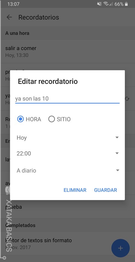 Editar Recordatorio