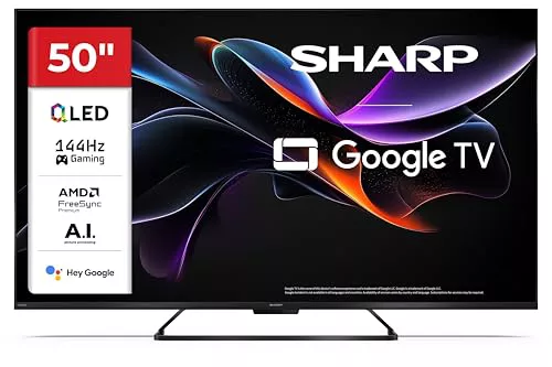 Sharp 50HR7365E - Google TV, 50" UHD, Frameless,144Hz, QLED, HDR10, Dolby Vision HDR