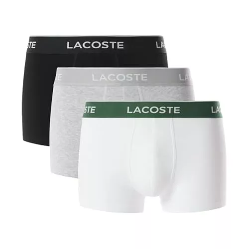 Lacoste 3-Pack Stretch Cotton Bóxer para Hombre Noir/Blanc-Argent Chine L