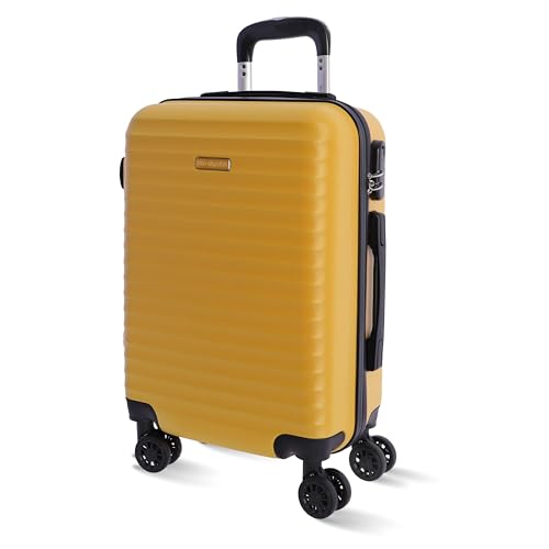DON ALGODON - Maletas de Viaje Cabina - Maleta 55x40x20 - Maletas de Viaje - Maleta de Cabina Resistente Ryannair - Trolley Equipaje para Avion con 4 Ruedas de 360º y candado (Amarillo)