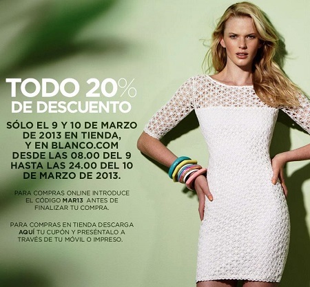 También tienes descuento en Blanco, un 20% menos solo hoy y mañana
