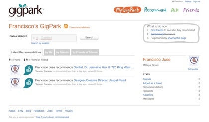 GigPark, red social de recomendaciones de profesionales