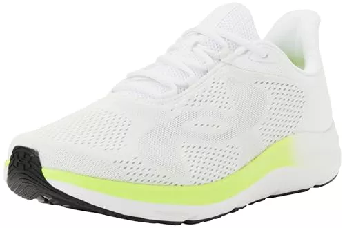 Under Armour UA Charged Pursuit 4 Bl - Tenis para Hombre, Blanco de Alta Visibilidad, Amarillo, Gris halo, 44.5 EU