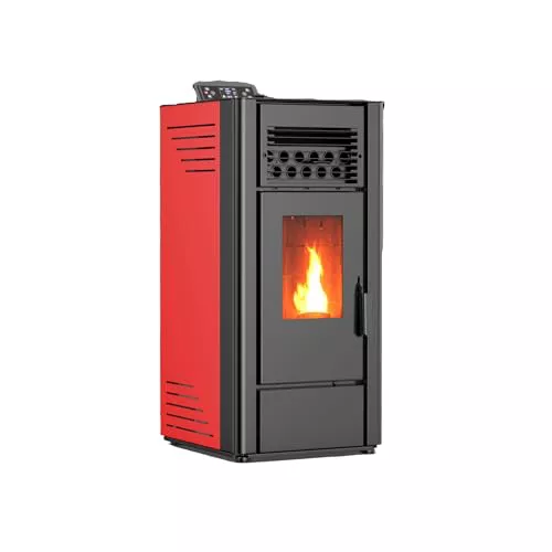 Estufa De Pellets 12Kw | Con Doble Motor Para Hueso De Aceituna Y Biomasa, Tolva de 18Kg | Calefacción en Área de120 m² | Estufa Eléctrica de Pellet, Para Interior, Eficiente Y Silenciosa | Burdeos