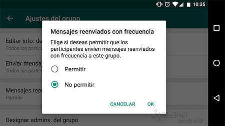 WhatsApp para Android permitirá evitar el envío de mensajes reenviados con frecuencia en los grupos