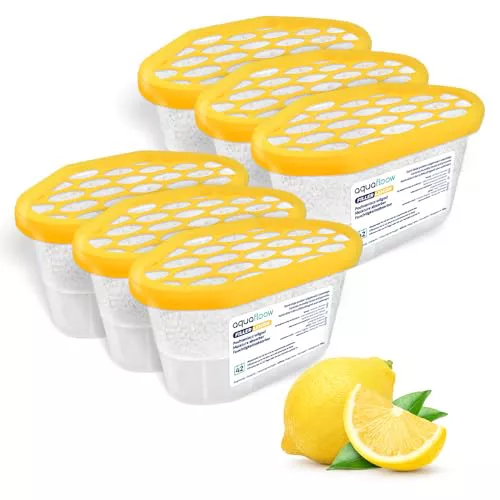 Aquafloow Deshumidificador 400 ml, Antihumedad Habitación 6 Piezas LEMON | Neutralizador de Olores, Absorbente de Humedad para Cocina, Armario, Baño, Estudio, Ropa