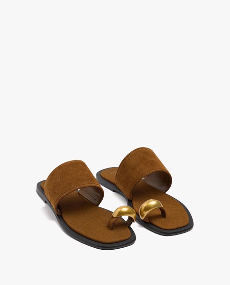 Sandalias Planas Elegantes Primavera Joya Piel El Corte Ingles Parfois Camel Marron