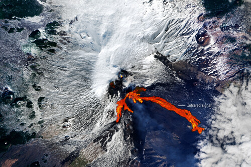 Espectaculares imágenes del volcán Etna en erupción desde la Estación espacial europea