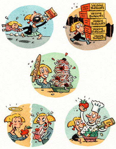 Errores frecuentes en nuestra dieta, mostradas con humor