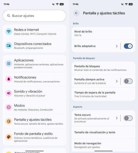 Android 16 Menu Ajustes