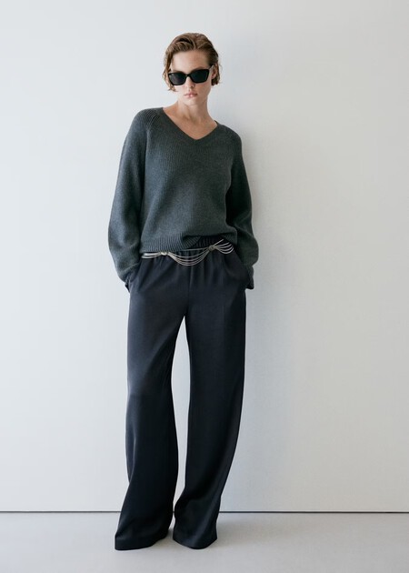 Pantalon Satinado Mango Bonito Elegante Tendencia Otono 2026 Amplio Cintura Elastica Comodo