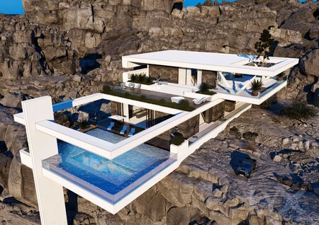 Lo último en arquitectura es esta impresionante mansión con piscina suspendida sobre un acantilado de Hatta, en Emiratos Árabes