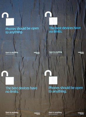 Campaña de Nokia para promocionar los móviles "abiertos", es decir, los suyos