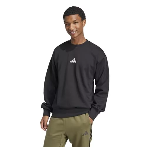 Adidas Uomo Essentials FEELCOZY Sudadera de forro polar, negro/blanco, L