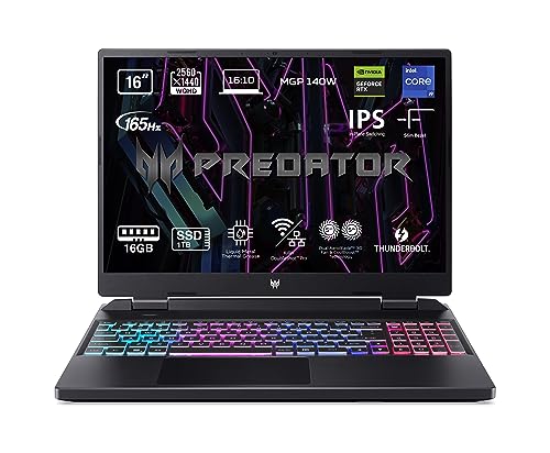 Acer Predator Helios Neo 16 PHN16-71 - Ordenador Portátil Gaming 16" HD 4K - 165 Hz (Intel Core i9-13900HX, 16GB RAM, 1TB SSD, NVIDIA GeForce RTX 4070, Sin SO) Color Negro - Teclado QWERTY Español
