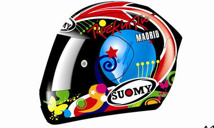 Fonsi Nieto decora su casco para Misano con los colores de Rock in Rio