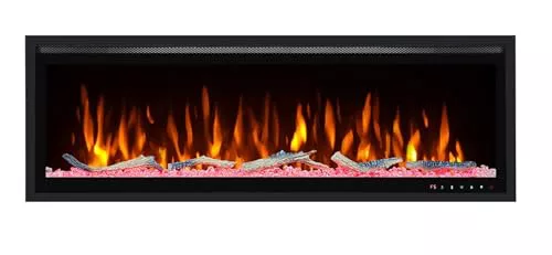 DUPI Chimenea Eléctrica 50 Nero Pro Lumina | 3 en 1 con Calefacción | Efecto Llama 3D Panorámica | 12 Colores Llama | Control Remoto | 126x43,5x15 cm (Negro, 50 Pulgadas)
