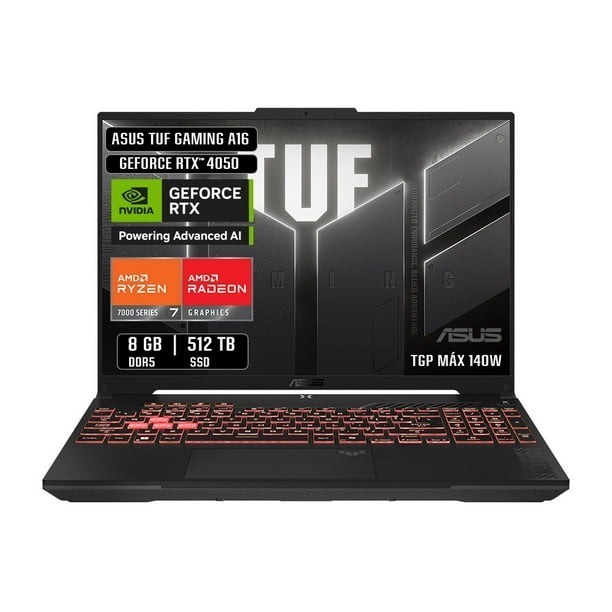 Laptop Asus TUF A16 gaming NVIDIA GeForce RTX 4050 R7 8GB 512GB