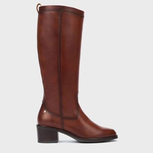 Botas de mujer de piel con cremallera y tacón bloque
